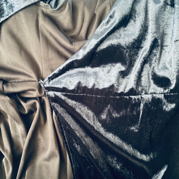 FARROW S Dark Blue Velour Wrap Midi Dress - Picture 6 of 9